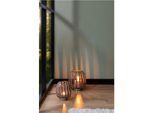 Windlicht FINK "MAMBAIA, Windlicht", braun (hellbraun), B:21,5cm H:22cm T:21,5cm, Metall, Kerzenhalter, Windlicht