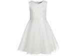 Tüllkleid HAPPY GIRLS "tulle dress with flowers", Mädchen, Gr. 104, N-Gr, ecru, Jersey, Obermaterial: 100% Polyester, unifarben, Rundhals, Kleider Tüllkleid