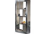 Regal SIT "Schrank AIRMAN Mangoholz + MDF mit Alu‑Beschlägen & Zierschrauben", silber (silberfarben), B:90cm H:182cm T:30cm, Regale, Regal, Industrial‑Design Regal mit offenen Stauraumfächern