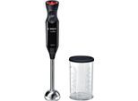 BOSCH Stabmixer "ErgoMixx MS6CB6110, 4 Klingen, 12 Stufen, Turbotaste, schwarz", schwarz (piano schwarz, anthrazit), B:5,5cm H:39,3cm T:6,2cm, Mixer, Mixbecher mit Deckel, ergonom. Griff, Made in Europe, Stabmixer