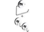 Toilettenpapierhalter WENKO "Vacuum-Loc Modell Milazzo", silber (silber glänzend), B:13cm H:10,5cm L:3,5cm, Stahl, Toilettenpapierhalter, Toilettenpapierhalter, inkl. 2 Wandhaken, Befestigen ohne Bohren