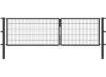 Zaundoppeltür ALBERTS "Flexo", grau (anthrazit), B:350cm H:100cm, Stahl, Tore, Zaundoppeltür, 350 cm Breite, in versch. Höhen