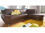 Ecksofa TRENDMANUFAKTUR "Rondo, zeitlos und elegant, bequem, L-Form", braun, B:265cm H:85cm T:190cm, Softlux-Kunstleder;Primabelle-Microfaser;NaturLeder (handschuhweiches Rindsleder in Sitz und Rücken mit SOFTLUX-Kunstleder als Korpus-Bezug);Struktur (23% Polyacryl, 77% Polyester), Sofas, Ecksofa, wahlweise mit Federkern, wahlweise mit Bettfunktion