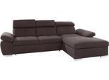Ecksofa EXXPO - SOFA FASHION "Spring, super bequem, mit Armteil- und Kopfteilfunktion", braun (mocca), B:284cm H:81cm T:181cm, Luxus-Microfaser (100% Polyester);Struktur (100% Polyester);NaturLEDER (echtes Rindsleder) in Sitz und Rücken. Korpus in passendem Kunstleder SOFTLUX bezogen, Sofas, Ecksofa, L-Form, wahlweise mit Bettfunktion und Bettkasten