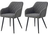 Esszimmerstuhl HOME AFFAIRE "SUDBURRY, 2er Set, mit Metallgestell in matt schwarz", grau (schwarz matt, pulverbeschichtet, anthrazit), B:56cm H:83cm T:60cm, Metall, Polyester, Stühle, Esszimmerstuhl, in verschiedenen Farben, Belsatbarkeit pro Stuhl 120 kg, mit Griffloch