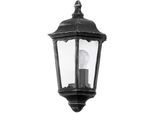 EGLO Wandleuchte "Navedo Außen-Wandlampe, Wandlampe aus Aluguss und Glas, E27, IP44", schwarz, 1, H: 43cm, 1 Stk., Leuchten, Wand-/Deckenleuchte - L29 x H43 x AL13 cm - schwarz, silber-patina, Wandleuchte