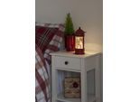 LED Laterne KONSTSMIDE "Weihnachtsdeko rot", rot, B:13cm H:26,5cm L:13cm T:13cm, Leuchten, LED Laterne, LED Wasserlaterne, Briefkasten, "Schneemann mit 2 Kindern und Hund"