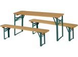 Kindersitzgruppe ROBA "Outdoor Party-Garnitur für Kinder, natur/grün, aus Holz", beige (natur), Sitzmöbel-Sets, Kinder, Massivholz, Kindersitzgruppe
