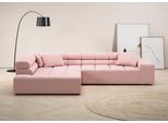 Ecksofa HOME AFFAIRE "Ancona incl. Kopfteilverstellung, Breite 319cm, L-Form", rosa (rosé), B:319cm H:70cm T:215cm, Struktur (85% Polyester, 15% Viskose);Luxus-Microfaser weich (98% Polyester, 2% Nylon);Velours (100% Polyester), Sofas, Ecksofa, wahlweise motorische Sitztiefenverstellung, auch in Cord + Easy Care