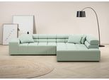 Ecksofa HOME AFFAIRE "Ancona incl. Kopfteilverstellung, Breite 319cm, L-Form", grün (mint), B:319cm H:70cm T:215cm, Struktur (85% Polyester, 15% Viskose);Luxus-Microfaser weich (98% Polyester, 2% Nylon);Velours (100% Polyester), Sofas, Ecksofa, wahlweise motorische Sitztiefenverstellung, auch in Cord + Easy Care
