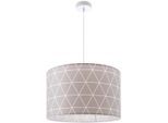 PACO HOME Pendelleuchte "Stella 401", weiß (grau), 1, Ø 45cm H: 179,5cm, Leuchten, Deckenlampe Wohnzimmer Schlafzimmer Hängelampe Skandi Rauten E27, Pendelleuchte
