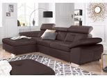 Ecksofa EXXPO - SOFA FASHION "Spring, super bequem, mit Armteil- und Kopfteilfunktion", braun, B:284cm H:81cm T:181cm, Luxus-Microfaser (100% Polyester);Struktur (100% Polyester);NaturLEDER (echtes Rindsleder) in Sitz und Rücken. Korpus in passendem Kunstleder SOFTLUX bezogen, Sofas, Ecksofa, L-Form, wahlweise mit Bettfunktion und Bettkasten