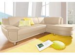 Ecksofa TRENDMANUFAKTUR "Rondo, zeitlos und elegant, bequem, L-Form", beige, B:265cm H:85cm T:190cm, Softlux-Kunstleder;Primabelle-Microfaser;NaturLeder (handschuhweiches Rindsleder in Sitz und Rücken mit SOFTLUX-Kunstleder als Korpus-Bezug);Struktur (23% Polyacryl, 77% Polyester), Sofas, Ecksofa, wahlweise mit Federkern, wahlweise mit Bettfunktion