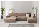 Wohnlandschaft HOME AFFAIRE "SHERWOOD U-Form, 329 cm - OTTO. Verlässliche Qualität.", braun (cognac), B:329cm H:85cm T:195cm, 100% Polyester, Sofas, Wohnlandschaft, Schlaffunktion m. Bettkasten (194x139 cm), Cord, Vintage, Samtvelours