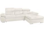 Ecksofa EXXPO - SOFA FASHION "Spring, super bequem, mit Armteil- und Kopfteilfunktion", weiß (altweiß), B:284cm H:81cm T:181cm, Luxus-Microfaser (100% Polyester);Struktur (100% Polyester);NaturLEDER (echtes Rindsleder) in Sitz und Rücken. Korpus in passendem Kunstleder SOFTLUX bezogen, Sofas, Ecksofa, L-Form, wahlweise mit Bettfunktion und Bettkasten