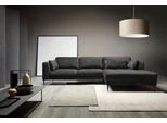 Ecksofa TRENDMANUFAKTUR "Luzi, wahlweise mit Schlaffunktion & Bettkasten., L-Form", grau (eiffel tower), B:280cm H:80cm T:168cm, 100% Polyester, Sofas, Ecksofa, Designsofa mit tollem Sitzkomfort, Metallfüße schwarz, Breite 280 cm