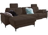 Ecksofa 3C CARINA "Burnaby bequem und modern, L-Form", grau (fango), B:296cm H:87cm T:162cm, Chenille-Optik (59, 7% Polyester, 34, 4% Polyacryl, 5, 9% Viskose), Sofas, Ecksofa, 2 Kopfstützen, optional mit Schlaf- und motorischer Relaxfunktion