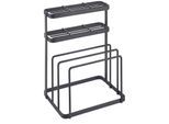 Küchenorganizer-Set METALTEX "mit exklusiver Metaltex ThermoTouch Beschichtung", schwarz, B:16cm L:23cm T:13cm, Kunststoff, Metall, Küchenhelfer-Sets, Küchenorganizer-Set, Messer- u. Schneidebrett-Organizer