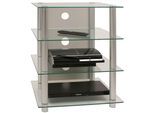 Wohnzimmertisch VCM "Hifi Möbel Rack Alu Glas Phono Mediaregal Blados", weiß (klarglas), B:59cm T:49cm, Sideboards, Wohnzimmertisch