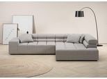 Ecksofa HOME AFFAIRE "Ancona incl. Kopfteilverstellung, Breite 319cm, L-Form", grau (hellgrau), B:319cm H:70cm T:215cm, Struktur (85% Polyester, 15% Viskose);Luxus-Microfaser weich (98% Polyester, 2% Nylon);Velours (100% Polyester), Sofas, Ecksofa, wahlweise motorische Sitztiefenverstellung, auch in Cord + Easy Care
