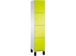 C+P Schließfachschrank Cambio, 1 Abteil, 4 Fächer, auf Füßen, B 400 x T 525 x H 1980 mm, lichtgrau/clowngrün