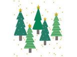 Papstar Weihnachts-Servietten „Winter Trees“, 3-lagig, ¼-Falz, mit Motiv, B 330 x H 330 mm, Tissue, grün, 20 Stück
