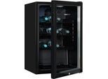 Exquisit Glastürkühlschrank GKS120-GT-160C Schwarz 118 l, Umluft, 3 Ablagen, Türschloss, freistehend