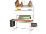 Rau Packtischsystem 04 Werkbank-Serie 8000, B 2000 x T 700 x H 840-1040 mm, Buche-Massivholzplatte, bis 1250 kg