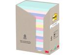 Post-it® Haftnotizen Recycling Notes 655-1RPT, B 127 x T 76 mm, PEFC®-Papier, farbig, 16 Blöcke, 100 Blatt/Block