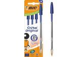 BIC Cristal Original Kugelschreiber Blau, 4er Box, 1,0 mm, mittlere Spitze