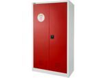 Schäfer Shop Select Gefahrstoffschrank, B 950 x T 500 x H 1585 mm, 1 Fachboden, 1 WHG‑Wanne, Sicherheitsfach Typ 30, lichtgrau/rubinrot