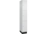 C+P Schließfachschrank Cambio, 1 Abteil, 3 Fächer, mit Sockel, B 300 x T 525 x H 1980 mm, verkehrsweiß
