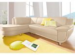 Ecksofa TRENDMANUFAKTUR "Rondo, zeitlos und elegant, bequem, L-Form", beige (creme), B:265cm H:85cm T:190cm, Softlux-Kunstleder;Primabelle-Microfaser;NaturLeder (handschuhweiches Rindsleder in Sitz und Rücken mit SOFTLUX-Kunstleder als Korpus-Bezug);Struktur (23% Polyacryl, 77% Polyester), Sofas, Ecksofa, wahlweise mit Federkern, wahlweise mit Bettfunktion