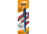 BIC 4 Colours Smooth Vierfarbkugelschreiber mit 40 % weicherer Tinte, 1 Stück im Blister, Schaftfarbe Drop-Blau