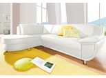 Ecksofa TRENDMANUFAKTUR "Rondo, zeitlos und elegant, bequem, L-Form", weiß (altweiß), B:265cm H:85cm T:190cm, Softlux-Kunstleder;Primabelle-Microfaser;NaturLeder (handschuhweiches Rindsleder in Sitz und Rücken mit SOFTLUX-Kunstleder als Korpus-Bezug);Struktur (23% Polyacryl, 77% Polyester), Sofas, Ecksofa, wahlweise mit Federkern, wahlweise mit Bettfunktion