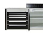 Schulte Lagertechnik Schubladenblock für erweiterbares Thekensystem MULTIplus, 5 Schübe, Blende, B 1000 x T 500 x H 900 mm, Stahl, lichtgrau/tiefschwarz