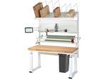 Rau Packtischsystem 06 Werbank-Serie adlatus 600, B 2000 x T 900 x H 740-1140 mm, Buche-Massivholzplatte, bis 600 kg