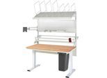 Rau Packtischsystem 06 Werktisch-Serie adlatus 300, B 2000 x T 800 x H 720-1120 mm, Buche-Massivholzplatte, bis 300 kg
