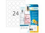 HERMA 8023 Folienetiketten, transparent, glasklar, A4, Ø 40 mm, wetterfest, permanent, 600 Etiketten/25 Blatt