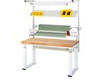 Rau Packtischsystem 02 Werbank-Serie adlatus 600, B 1500 x T 900 x H 740-1140 mm, Buche-Massivholzplatte, bis 600 kg