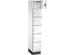 C+P Schließfachschrank Cambio, 1 Abteil, 6 Fächer, mit Sockel, B 300 x T 525 x H 1980 mm, verkehrsweiß/weiß