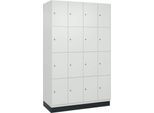 C+P Schließfachschrank Cambio, 4 Abteile, 16 Fächer, mit Sockel, B 1200 x T 525 x H 1980 mm, verkehrsweiß