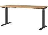 Schreibtisch Boston, elektrisch höhenverstellbar, Rechteck, T-Fuß, Memory-USB-Panel, B 1600 x T 800 x H 720-1200 mm, Navarra-Eiche/schwarz