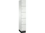 C+P Schließfachschrank Cambio, 1 Abteil, 5 Fächer, mit Sockel, B 300 x T 525 x H 1980 mm, lichtgrau