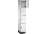 C+P Schließfachschrank Cambio, 1 Abteil, 4 Fächer, mit Sockel, B 300 x T 525 x H 1980 mm, lichtgrau