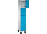 C+P Schließfachschrank Cambio, 1 Abteil, 4 Fächer, auf Füßen, B 300 x T 525 x H 1980 mm, lichtgrau/lichtblau