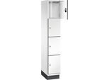 C+P Schließfachschrank Cambio, 1 Abteil, 4 Fächer, mit Sockel, B 300 x T 525 x H 1980 mm, verkehrsweiß/weiß