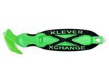 KLEVER Sicherheitsmesser XChange 35 KLEEN, antibakteriell, mit Klebebandanritzer/Schaber/Umhängeöse, L 180 x B 38 x H 10 mm, grün-schwarz