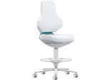 Hightech- und Reinraumdrehstuhl Texon 4, Skintec offwhite, Sitz-Stopp-Rollen u. Fußring