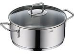 Bratentopf SILIT "Extra Cook, mit Glasdeckel", grau (edelstahl), B:27cm H:12,9cm L:32,3cm Ø:24cm, Töpfe, Bratentopf, SiliTherm Universalboden, induktionsgeeignet, spülmaschinengeeignet
